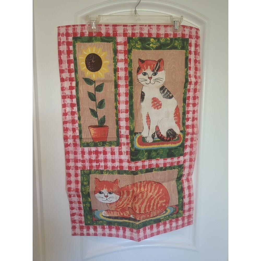 Ulster Weavers Tea Towel Gingham Sunflower CATS Irish Linen Cottage Farm Ireland